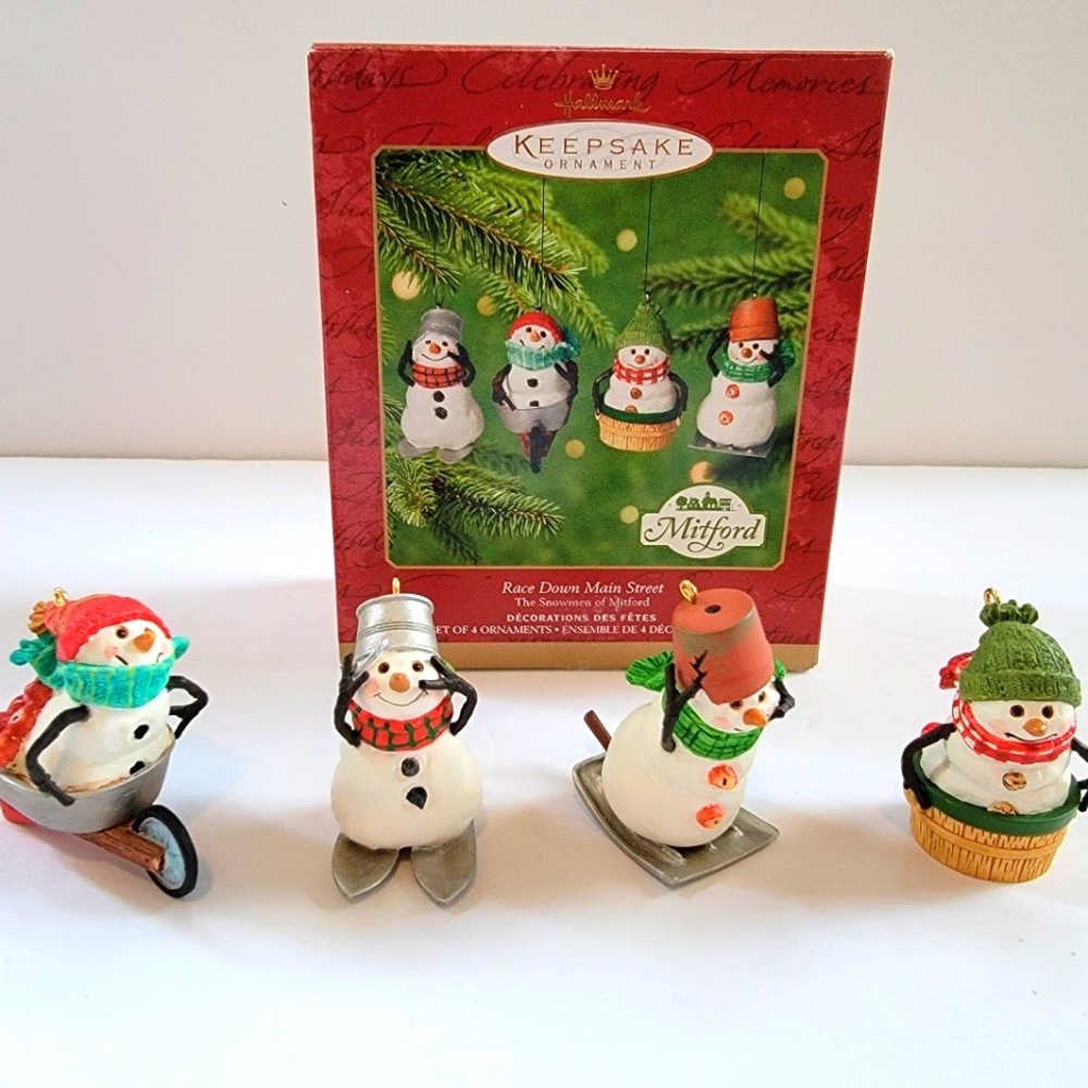 Hallmark Vintage Race Down Main Street Ornaments Qty 4 2001